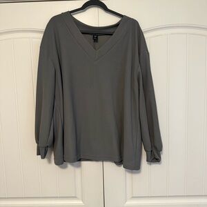 Plus Size Long Sleeve Grey Top 2X